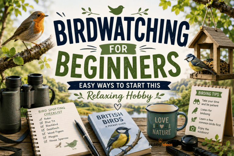 Birdwatching for beginners with binoculars British garden birds bird feeder and outdoor bird spotting equipment
