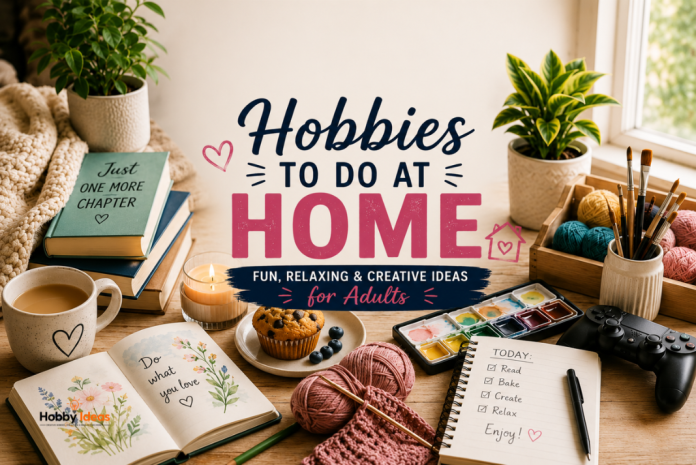 Relaxing hobbies to do at home, including reading, crafts, baking gaming and indoor creative activities