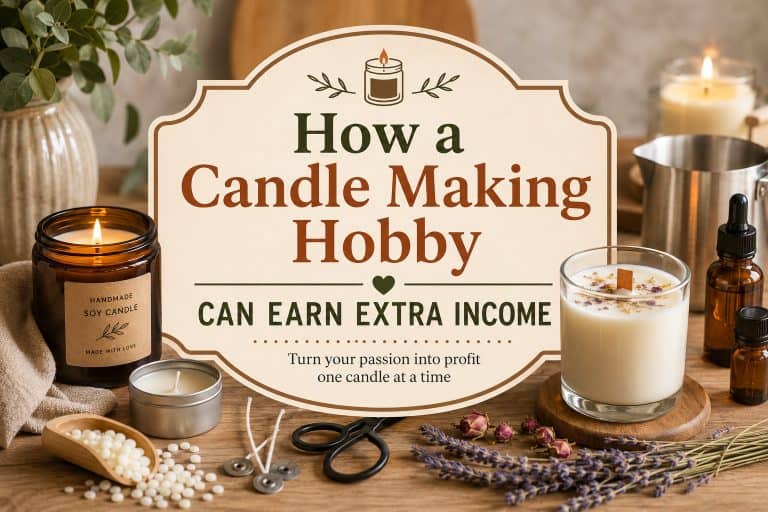 Handmade soy candles, candle making supplies and fragrance oils illustrating how a candle making hobby can earn extra income.