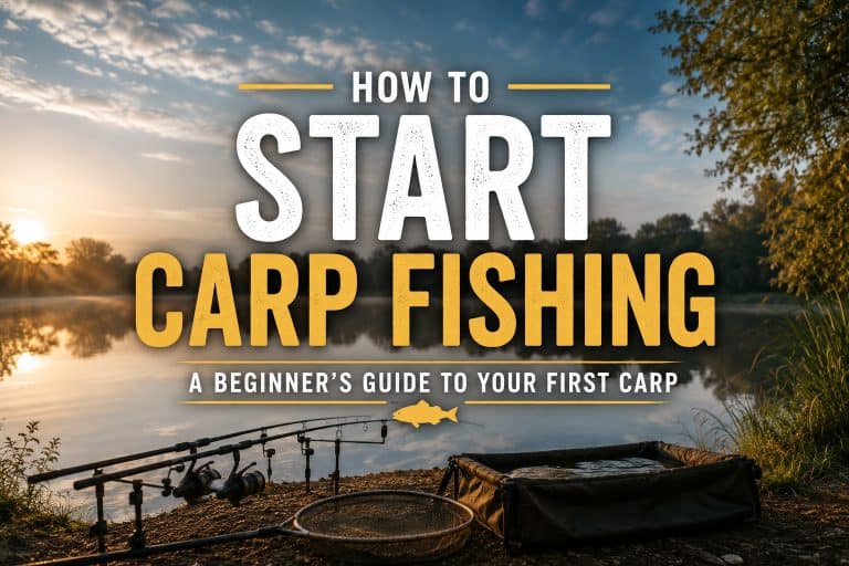How to start carp fishing with rods and essential carp fishing equipment beside a lake